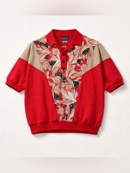 Vintage Tops - Vintage Bon Worth Half Sleeve Three Button Front Top